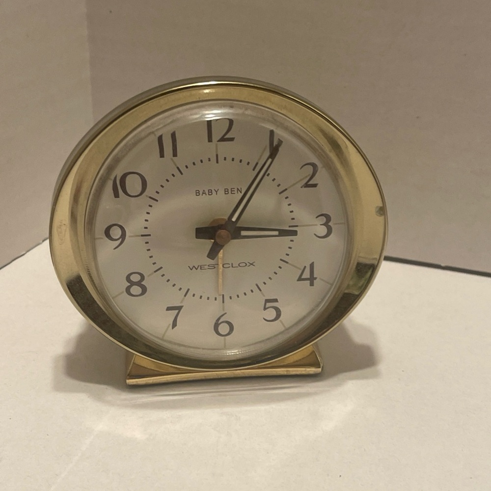 Vintage Baby Ben Gold time alarm clock works